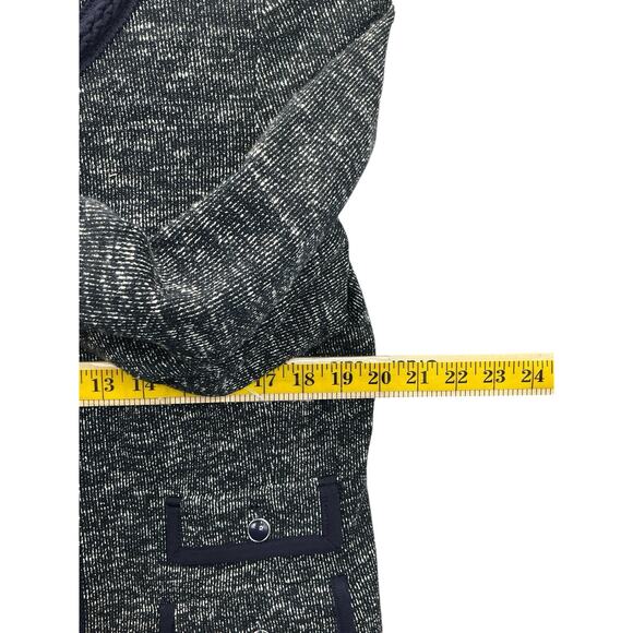 TALBOTS Black Tweed Knit Open Front Blazer Cardigan Jacket Womens Size 12 Navy - Picture 13 of 16